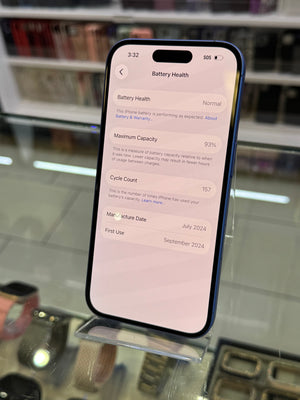 Smartphone displaying a settings menu with a blurred background