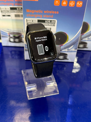 Smartwatch on display with a blue background