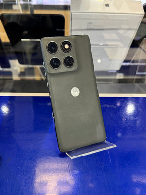 Smartphone on a stand with a blurred background