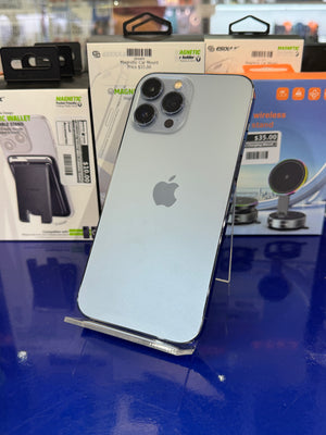 Smartphone with Apple logo on a blue surface