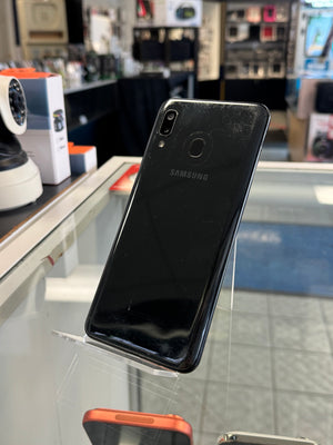 Samsung smartphone on display in a store setting