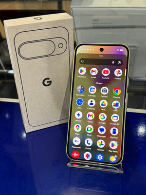 Smartphone with app icons displayed on screen next to its packaging