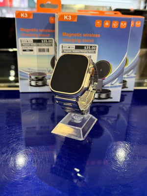 Smartwatch on display with packaging in a store setting