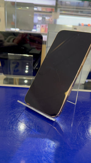 Smartphone on a stand with a blurred store interior background