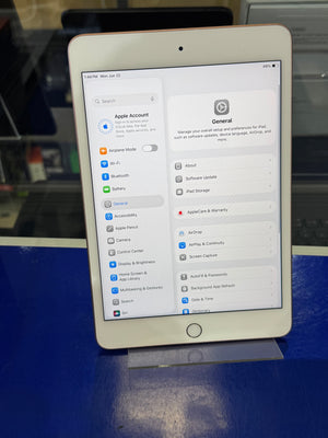 iPad displaying the settings menu on a blue surface