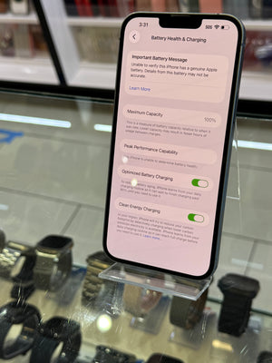 Smartphone displaying a battery health screen with a blurred background