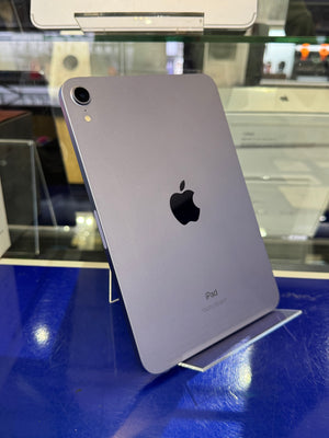 Silver Apple product on display with a blurred background