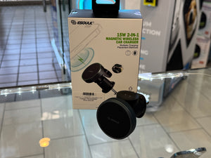 15W 2 in 1 Magnetic Wireless Car Charger (EK-6009BK)