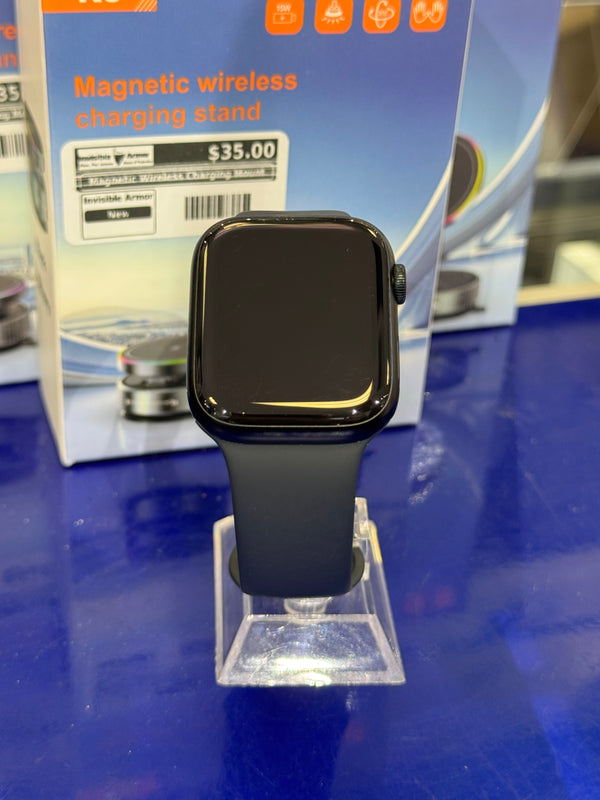 Smartwatch on display with a blue background