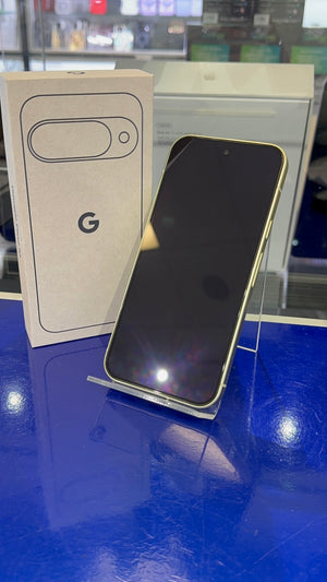Smartphone with box on a reflective blue surface