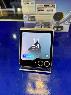 Smartphone with a digital display on a blue surface