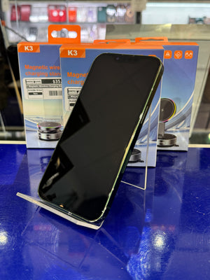 Smartphone on a stand with a blurred background