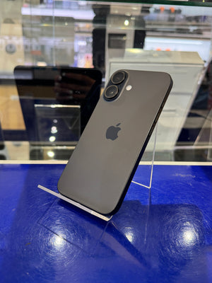 Black smartphone with Apple logo on a reflective surface