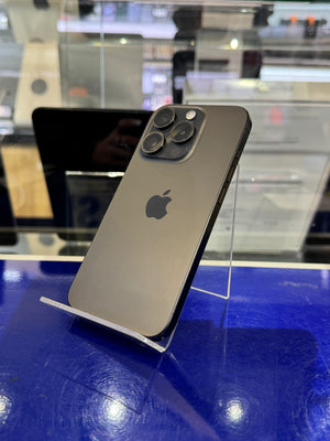 Smartphone on a stand with a blurred background