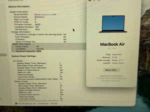 Macbook Air M2 2020 8GB 256GB Pre-owned
