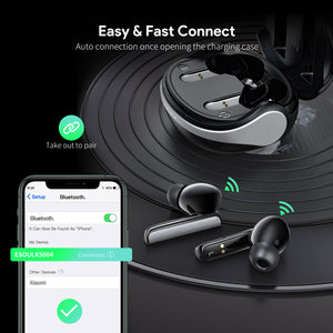 Esoulk Noise Reduction & Transparency Mode Wireless Earbuds Black.
