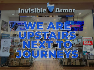 Storefront with 'Invisible Armor' branding and promotional text.