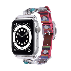 Western Style Metal & Leather Bands for Apple Watch-Assorted Designs